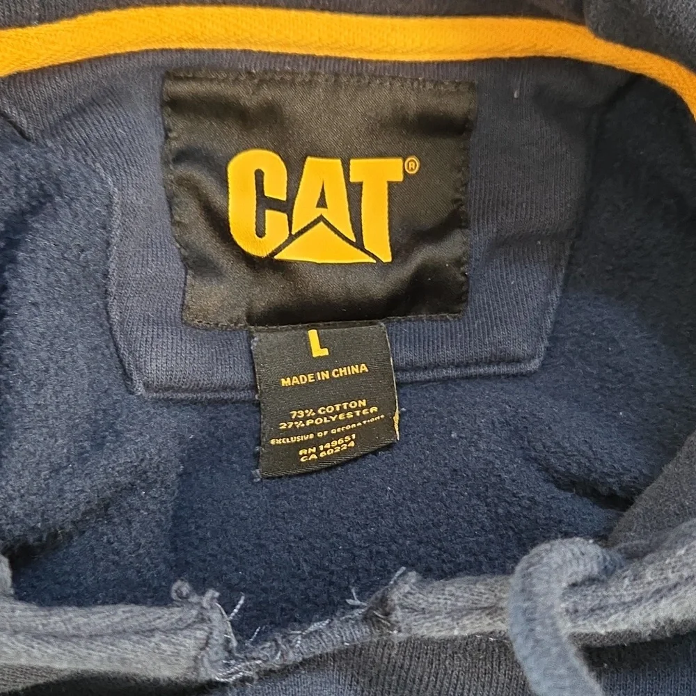 CAT Navy Blue Hoodie Size L - Picture 2 of 3